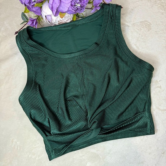 Aerie Offline Green Shine Knotted Crop Top - Picture 1 of 15